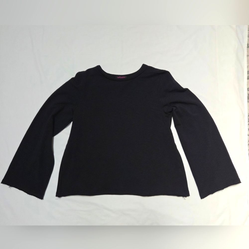 Fresh Produce Wrap Back Wide Sleeve Cotton Blend Terry Top M
